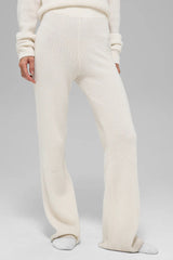 Cashmere High-Waist Plush Waffle Pant - Ivory