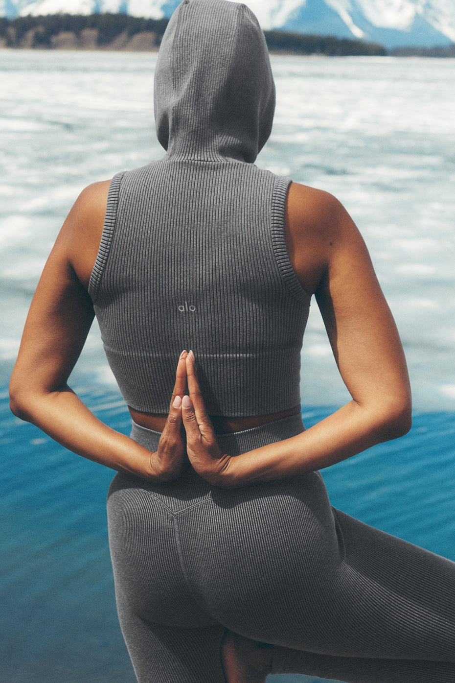 Seamless Two Tone Rib Hooded Vest - Dark Misty Grey Heather