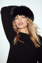 Courchevel Cashmere Faux Fur Beanie - Black