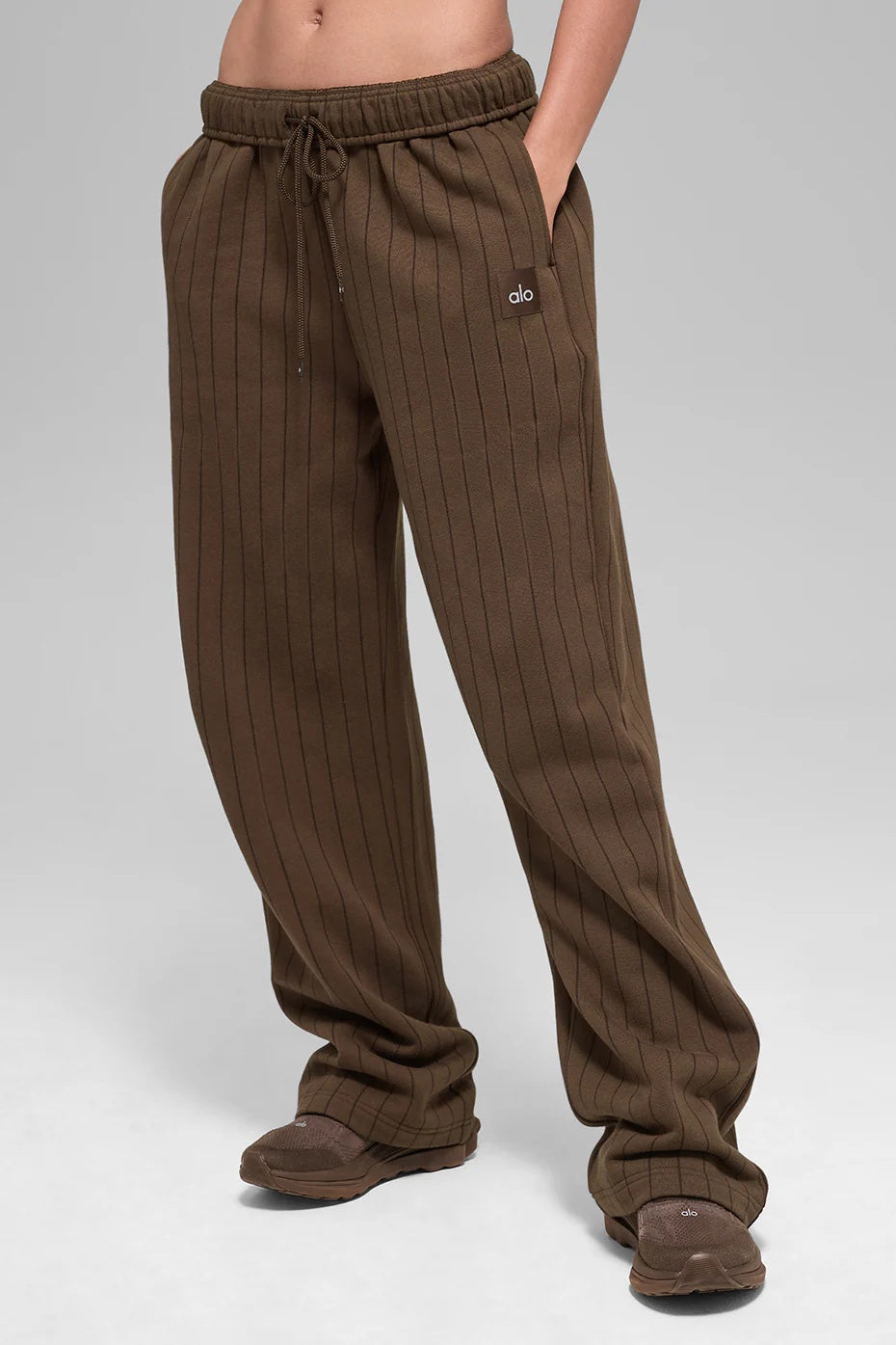 Pinstripe Straight Leg Sweatpant - Espresso Pinstripe