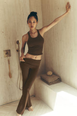 ALO Softsculpt 7/8 Foldover Flare Legging - Espresso