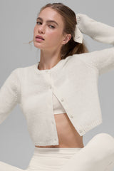 Wool Cashmere New Class Cropped Cardigan - Ivory