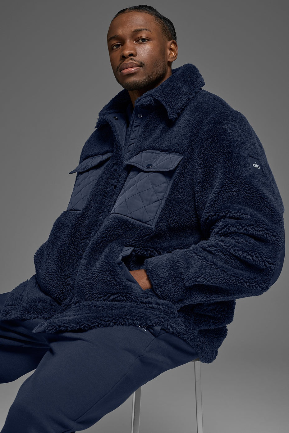 Sherpa Edge Shacket - Navy