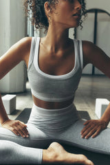 Alosoft Better Together Bra - Athletic Heather Grey/White