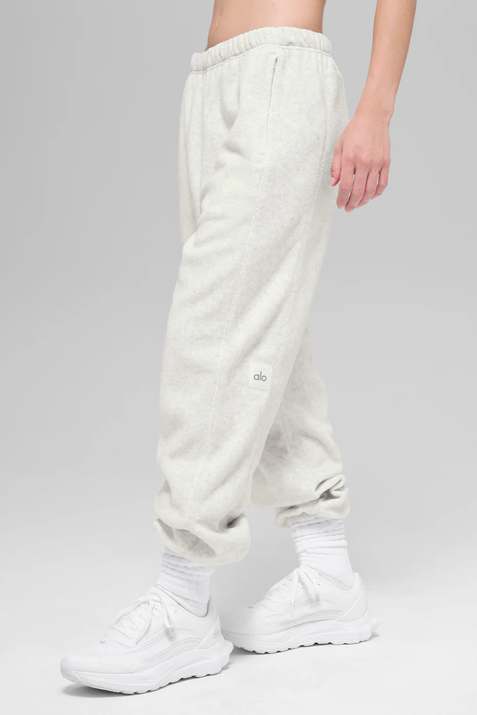 Polar Fleece High-Waist Retreat Jogger - White Heather Grey
