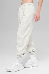 Polar Fleece High-Waist Retreat Jogger - White Heather Grey
