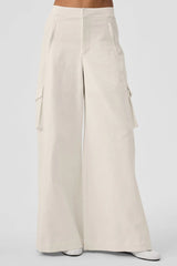 Show Off Cargo Wide Leg Trouser (Long) - Ivory