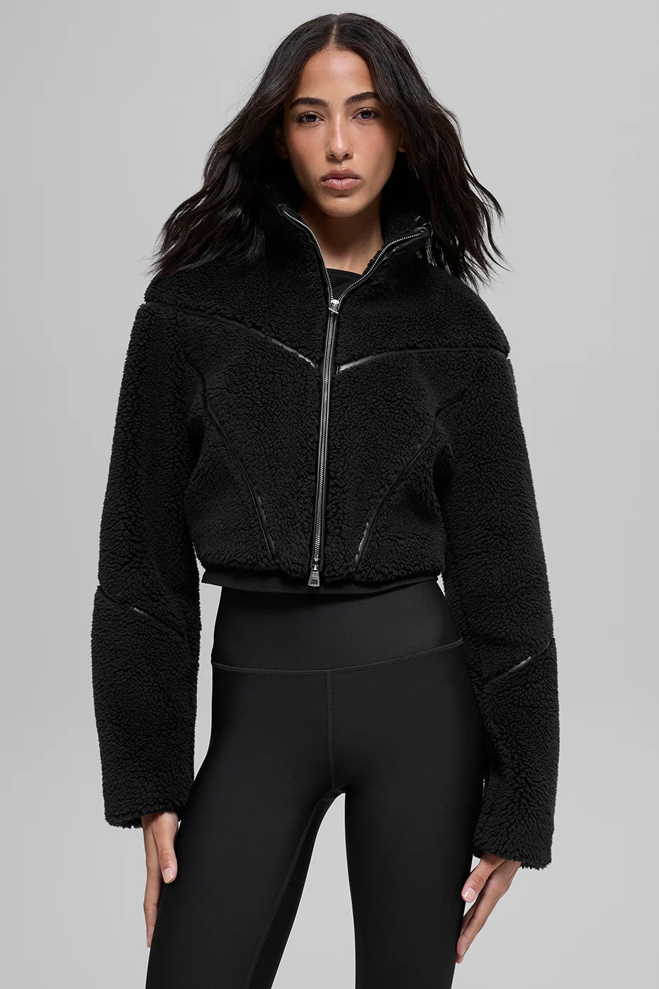 Sherpa Cropped Slope Side Jacket - Black