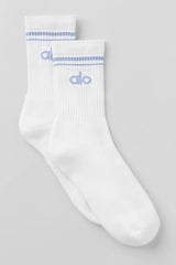 Unisex Half-Crew Throwback Sock - White/Winter Frost