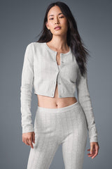 Pointelle Sweater Be Mine Cardigan - Light Grey Heather