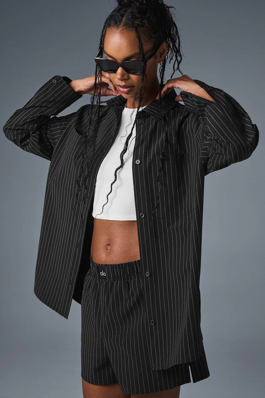 Pinstripe Daylight Button Down Long Sleeve - Black/Titanium