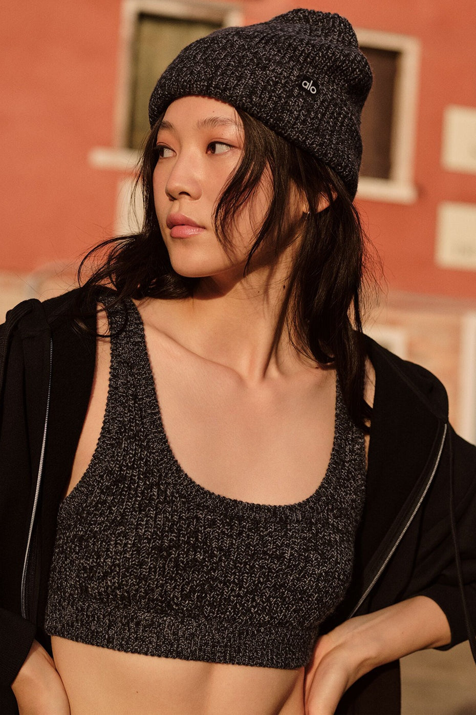 Marl Sweater Bra - Black Marl