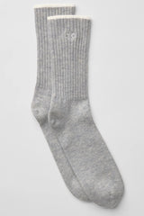 Unisex Wool Cashmere Light Frosted Sock - Light Heather Grey/Ivory