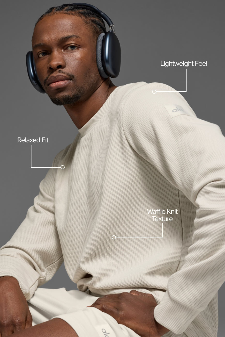 Waffle Lounge Long Sleeve Crew - Bone