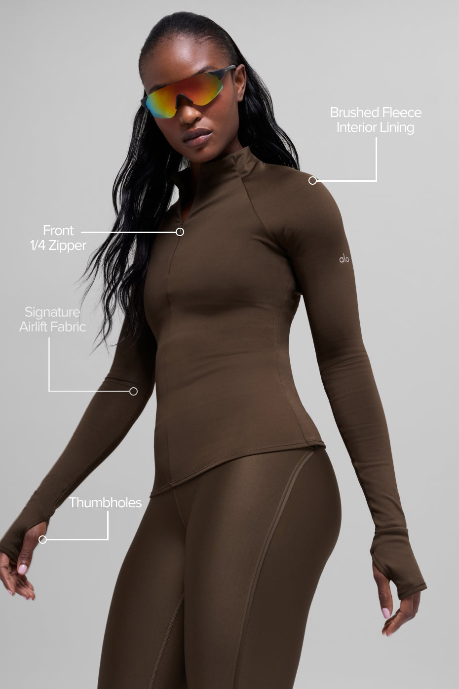 Airlift Winter Warm 1/4 Zip Long Sleeve - Espresso