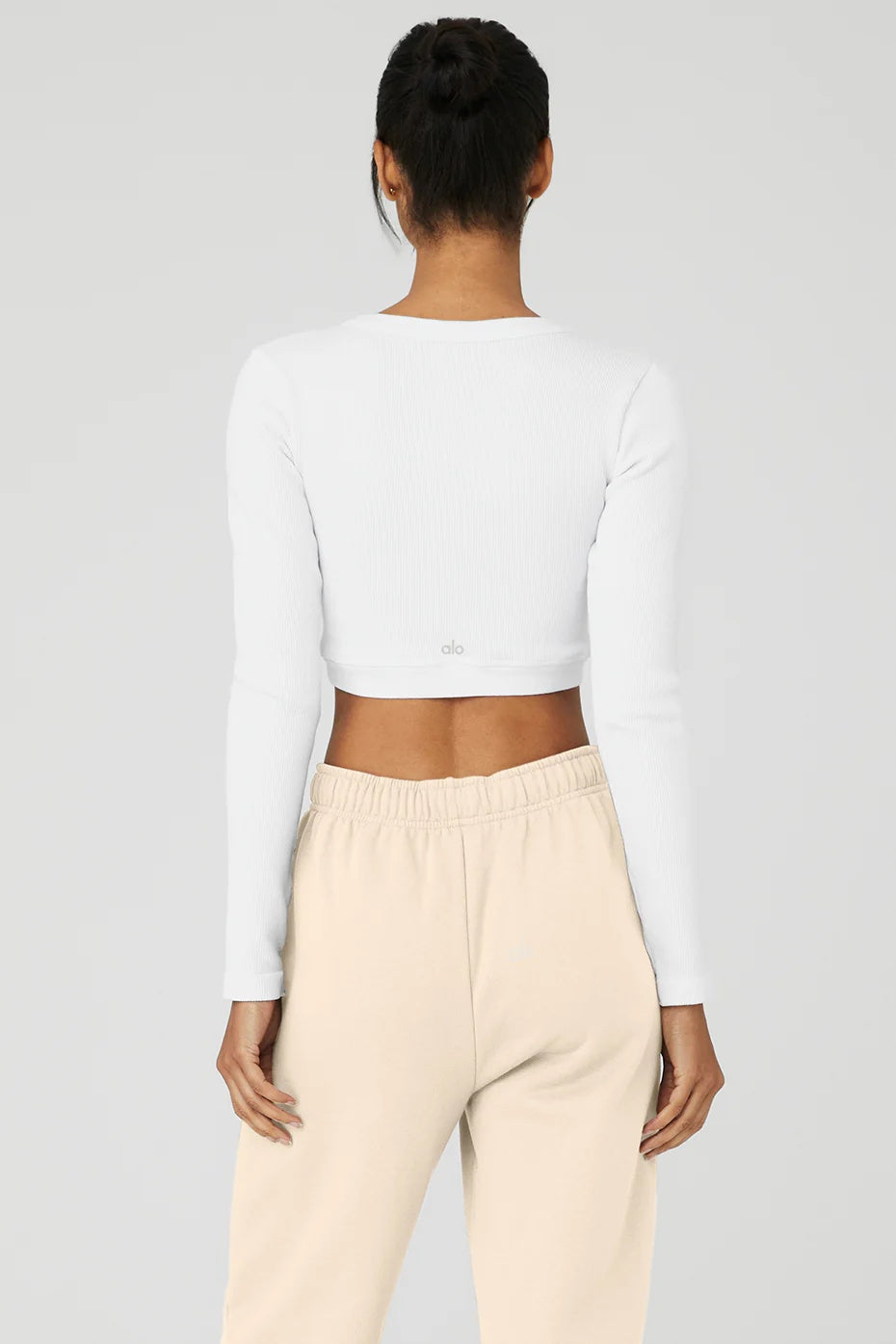 Seamless Ribbed Cropped Serene Long Sleeve - White