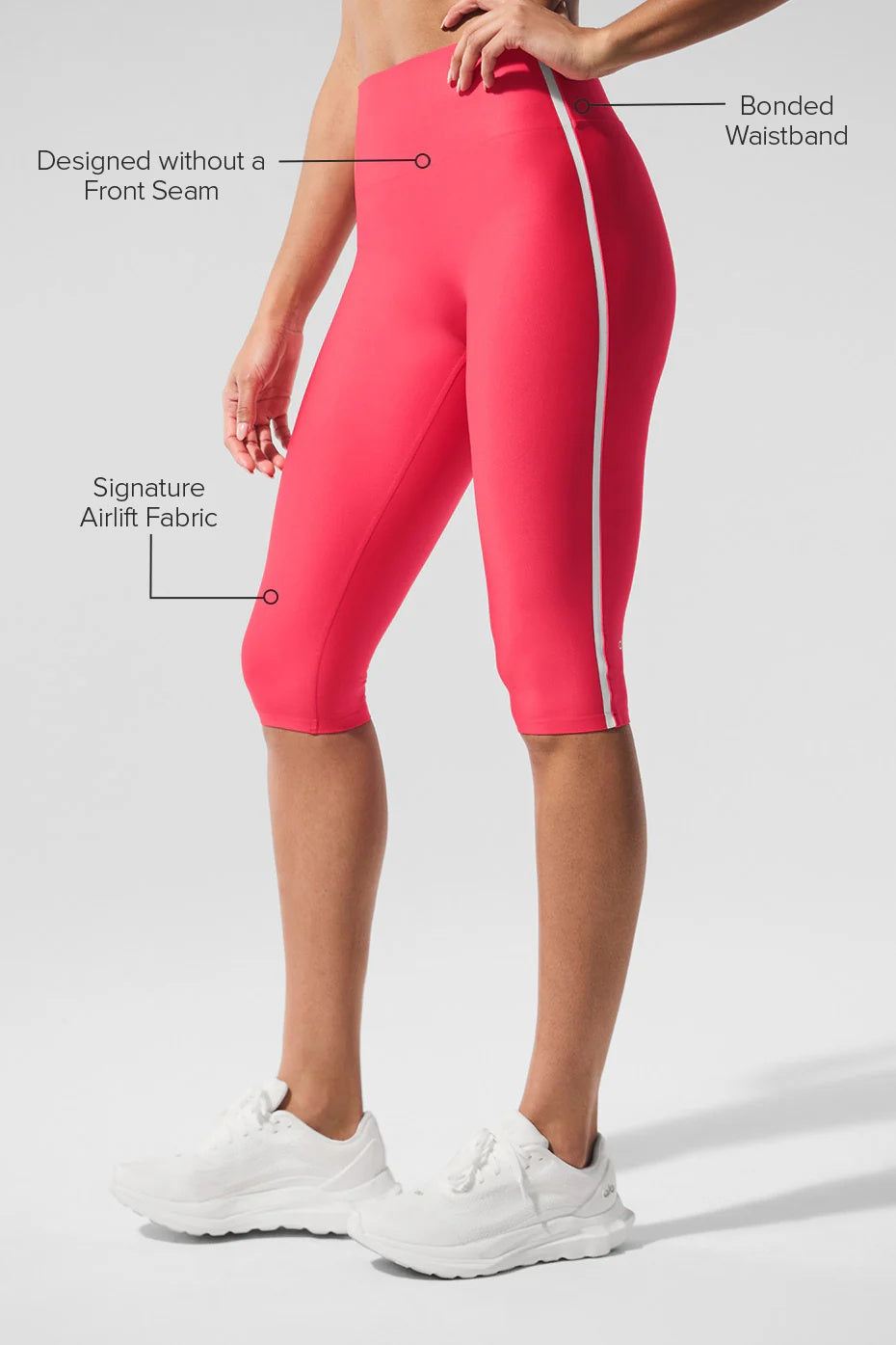 Airlift High-Waist Super Sleek Contrast Capri - Candy Red/White