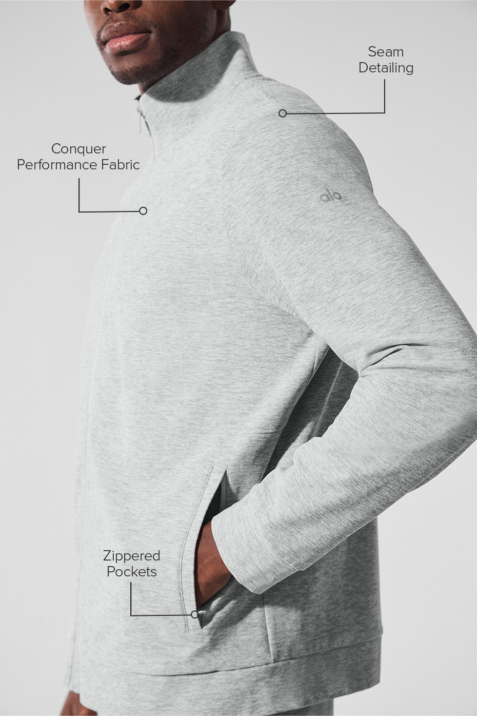 Conquer Max Mock Neck Full Zip - Athletic Heather Grey