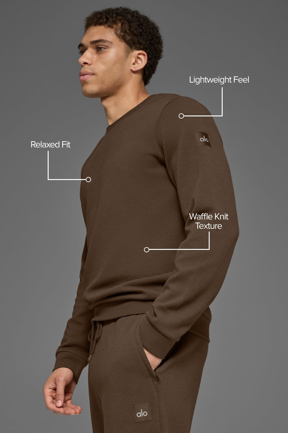 Waffle Lounge Long Sleeve Crew - Espresso