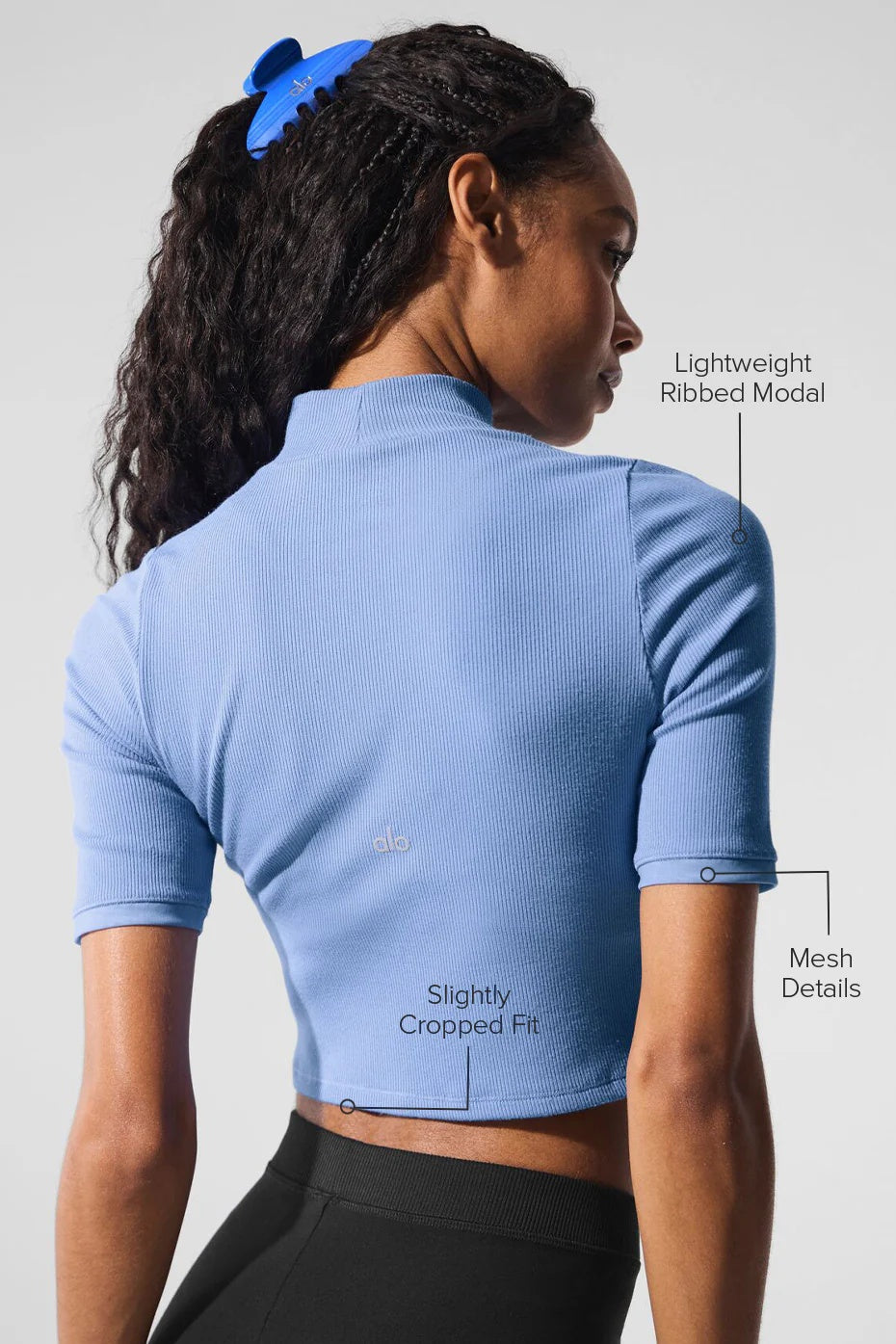 Ribbed Mesh Secret Short Sleeve - Crystal Clear Blue
