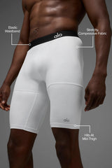 9" Flight Compression Short - White