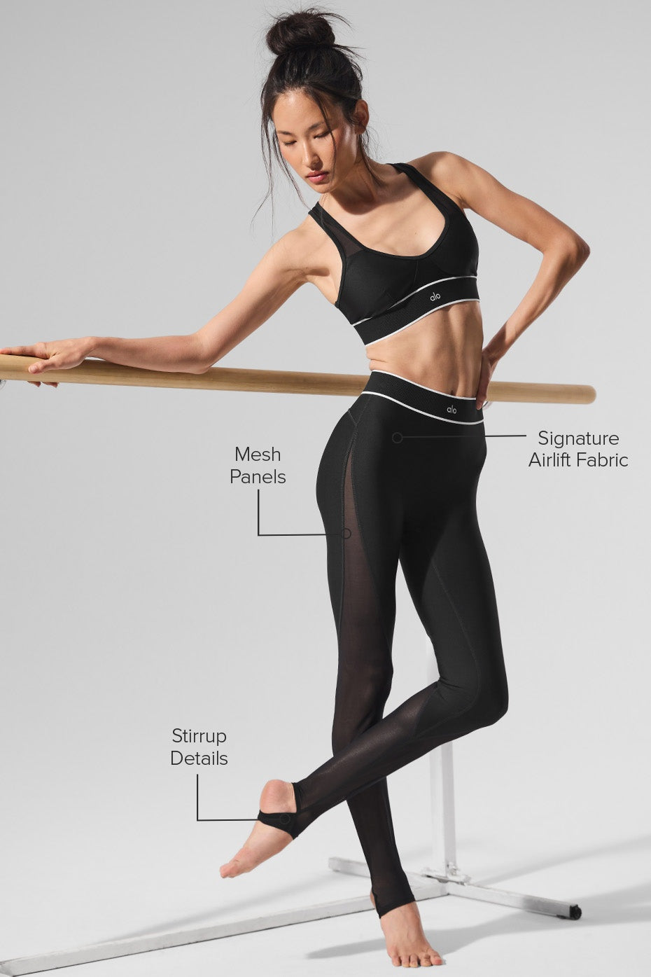 Airlift Mesh High-Waist Darling Stirrup Legging - Black