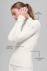 Ribbed Mesmerize Mock Neck Long Sleeve - Ivory
