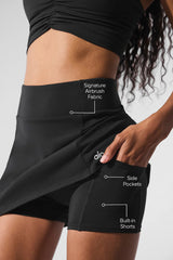 Airbrush High-Waist Good Form Tennis Skirt - Black