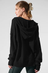 Wool Cashmere New Class Full Zip Hoodie - Black