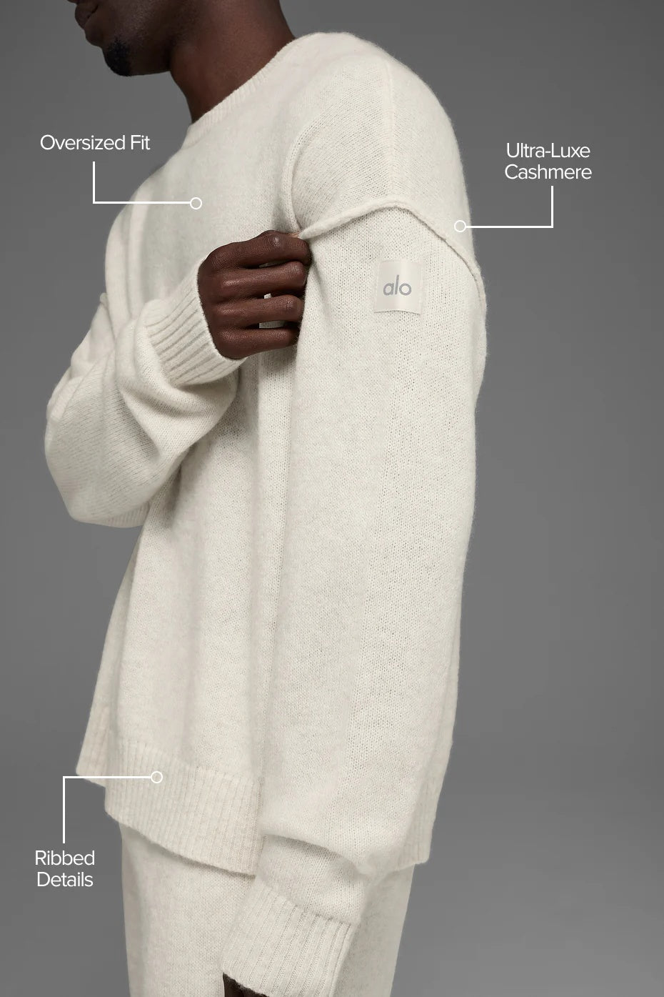 Unisex Wool Cashmere New Class Crewneck Sweater - Bone Heather