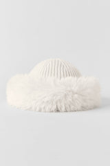 Courchevel Cashmere Faux Fur Beanie - Ivory