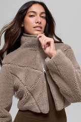 Sherpa Cropped Slope Side Jacket - Chai Latte