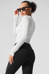 Ribbed Stardust Long Sleeve - White