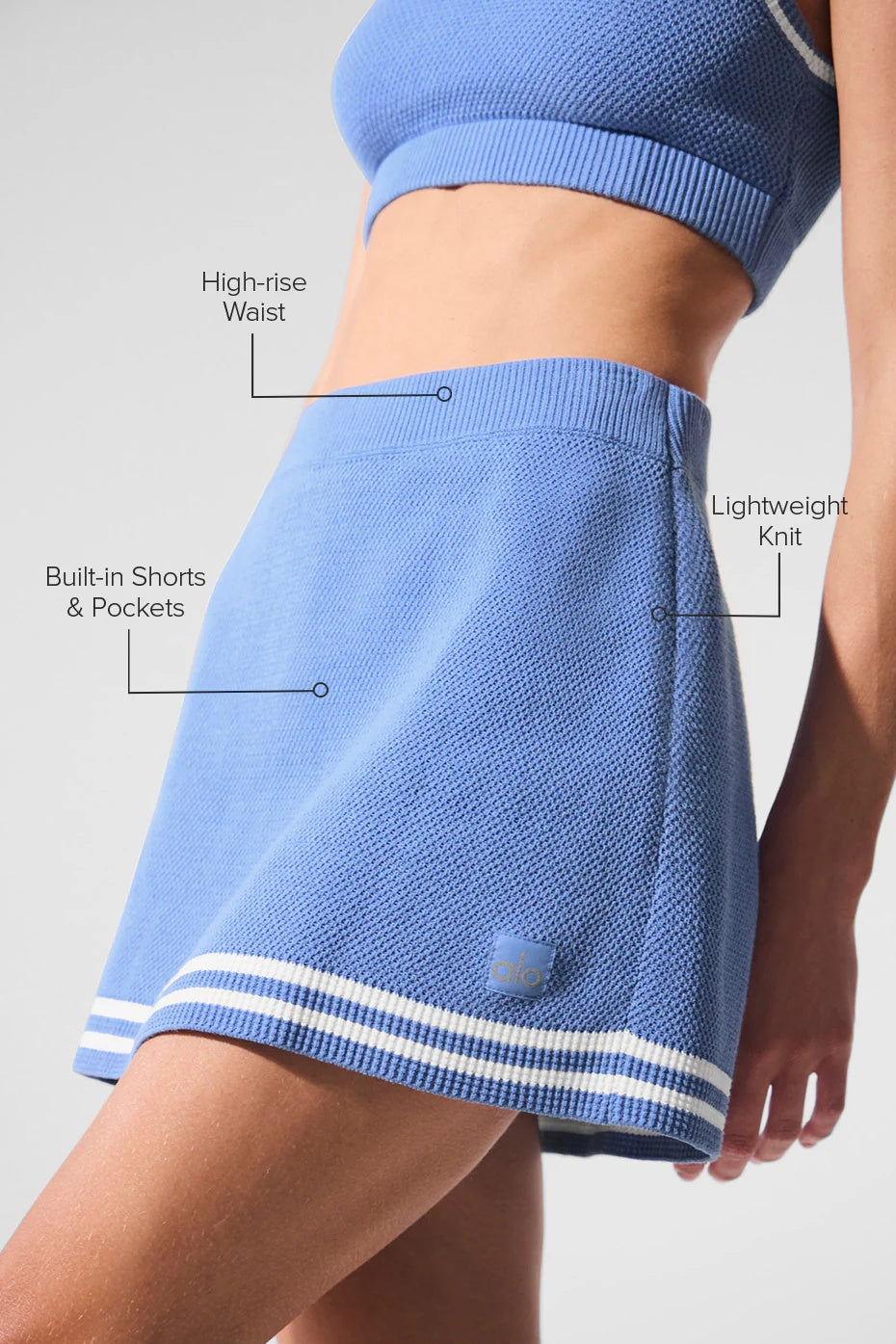Tennis Club Sweater Knit Skirt - Crystal Clear Blue/White