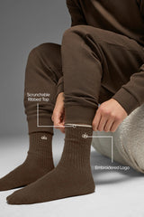 Unisex Wool Cashmere Light Frosted Sock - Espresso Heather/Ivory