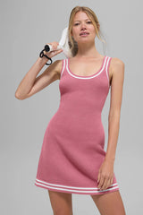 Tennis Club Sweater Knit Dress - Pink Wild Rose/White
