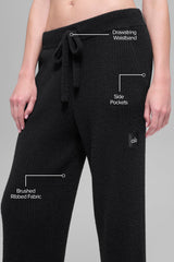 Snuggle Up Sweater High-Waist Wide Leg Pant - Black