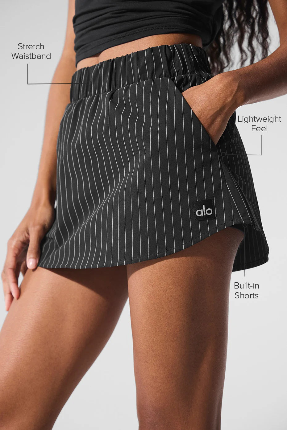 Pinstripe Daylight Mini Skirt - Black/Titanium