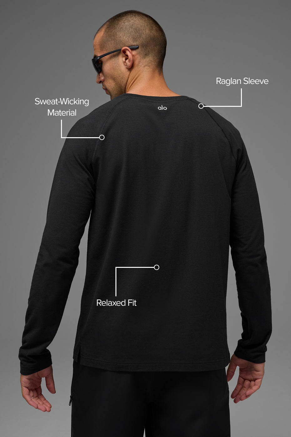 ALO Vapor Crewneck Long Sleeve - Black