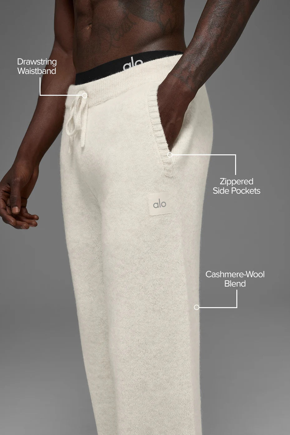 Wool Cashmere New Class Sweatpant - Bone Heather