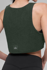 Cashmere Plush Waffle Cropped Tank - Dark Cactus