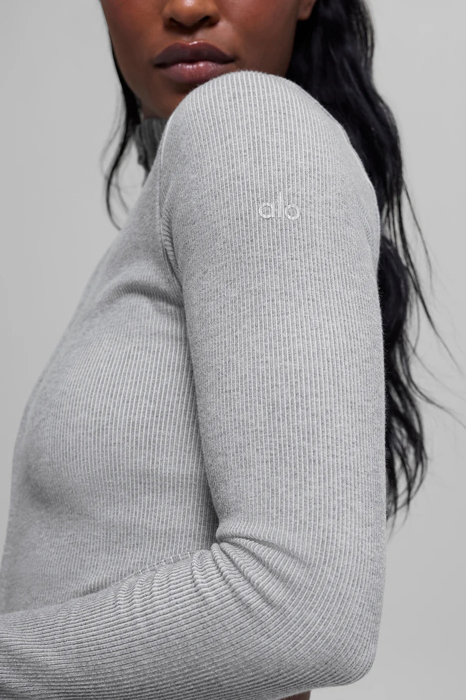 Seamless Two Tone Rib Jacket - Light Misty Grey Heather