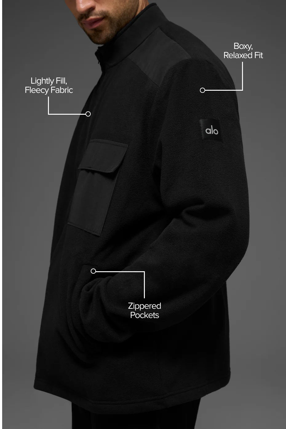 Polar Fleece Ridge Full Zip Jacket - Black