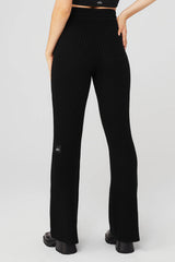 Cashmere Ribbed High-Waist Winter Dream Flare Pant - Black
