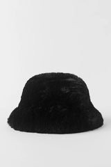 Faux Fur Starstruck Bucket Hat - Black