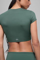 Alosoft Crop Finesse Short Sleeve - Clover Green