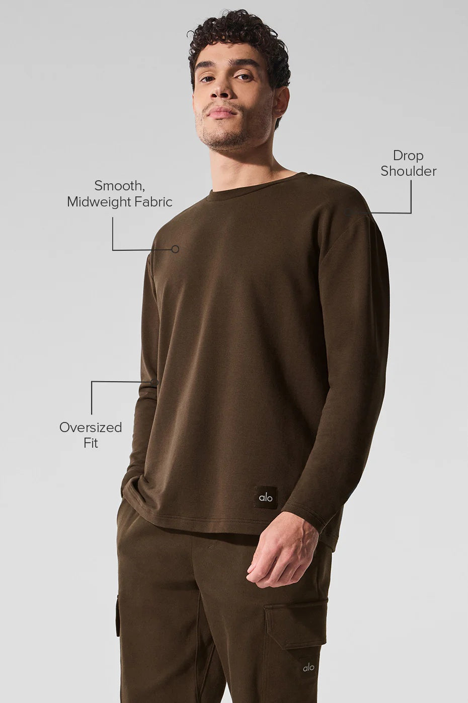 Double Take Long Sleeve Crew - Espresso