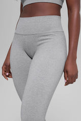 Seamless High-Waist Two Tone Rib Legging - Light Misty Grey Heather