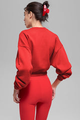 Cropped Accolade Crewneck - Bright Red