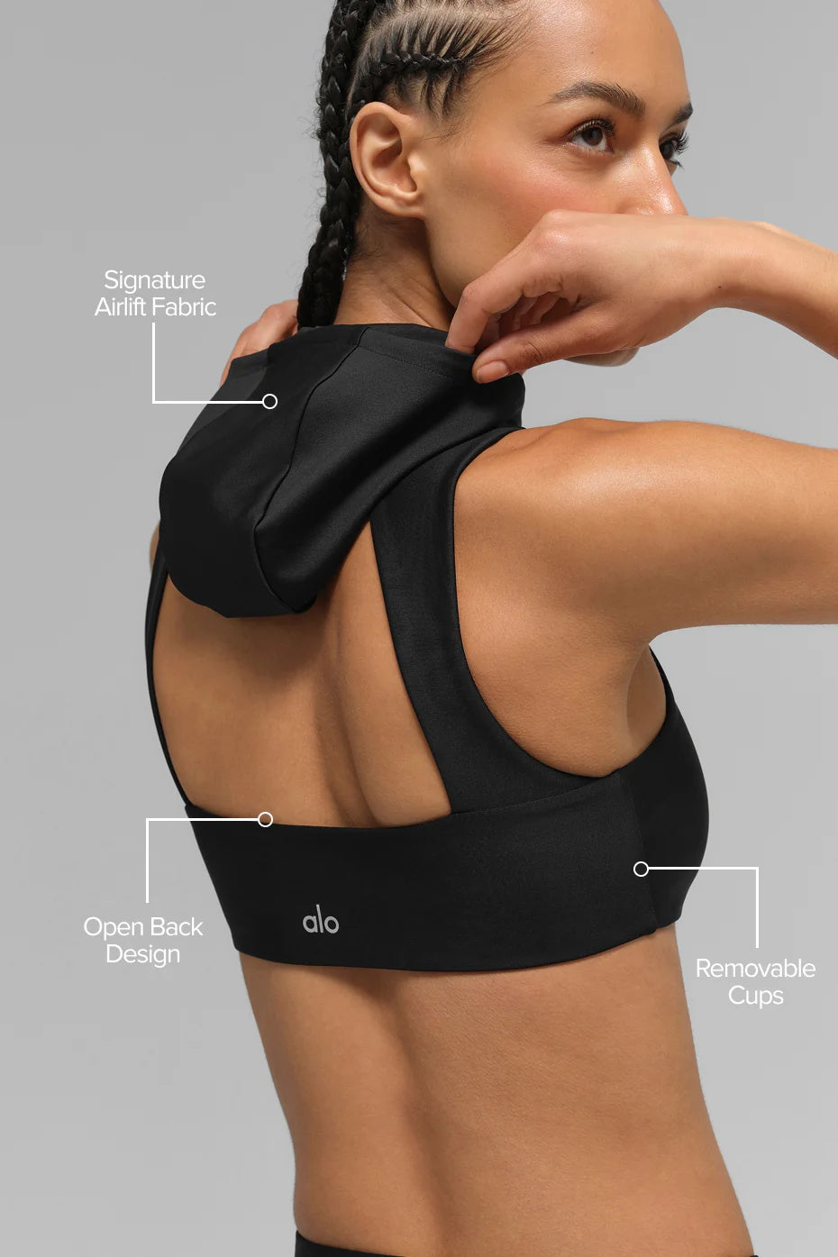 Airlift Light Speed Hooded Bra - Black